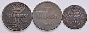 NAPOLI. Lotto di 3 monete: 10 Tornesi 1798 ... 