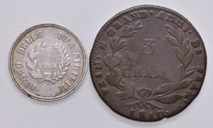 NAPOLI. Lotto di 2 monete: 1 Lira 1813 AG. - ... 