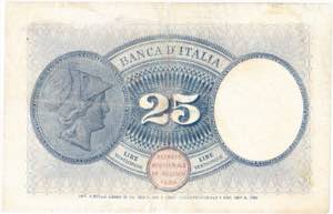 REGNO DITALIA. Banca dItalia. 25 lire ... 