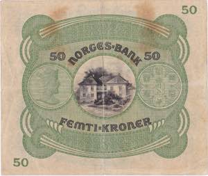 NORVEGIA. Biglietto da 50 kroner 1942. PickP ... 