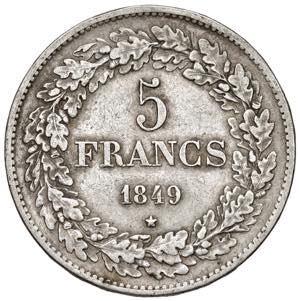 BELGIO. Leopoldo I (1831-1865). 5 Franchi ... 