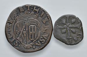 NAPOLI. Lotto di 2 monete. Grano 1679 e 3 ... 
