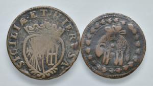 NAPOLI. Lotto di 2 monete. Grano 1682 e ... 