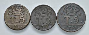NAPOLI. Lotto di 3 monete. 5 Tornesi 1797, ... 