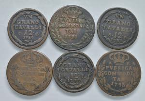 NAPOLI. Lotto di 6 Monete. 3 Tornesi 1788, ... 