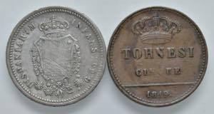NAPOLI. Lotto di 2 monete. 60 Grana 1818 e 5 ... 