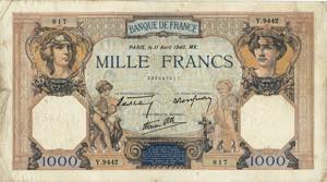 FRANCIA. 1000 francs ... 