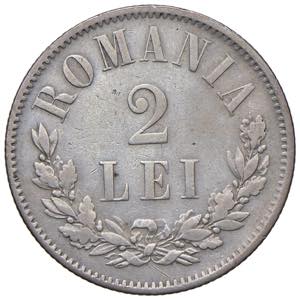 ROMANIA. Carlo I (1866-1906). 2 Lei 1876. AG ... 