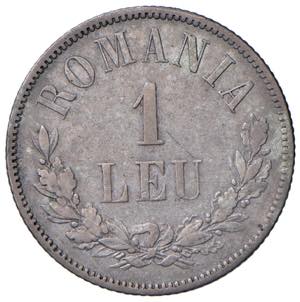 ROMANIA. Carlo I (1866-1906). 1 Leu 1874. AG ... 