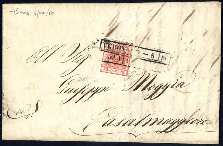 1850, 15 Cent. rosso carminio, ... 