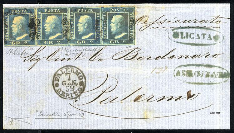 1859, lettera assicurata da Licata ... 