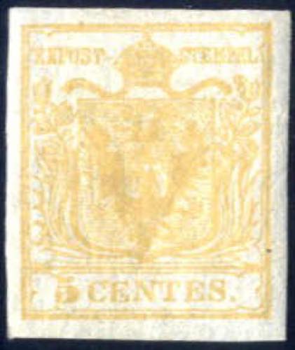 1850, 5 cent. giallo arancio ... 