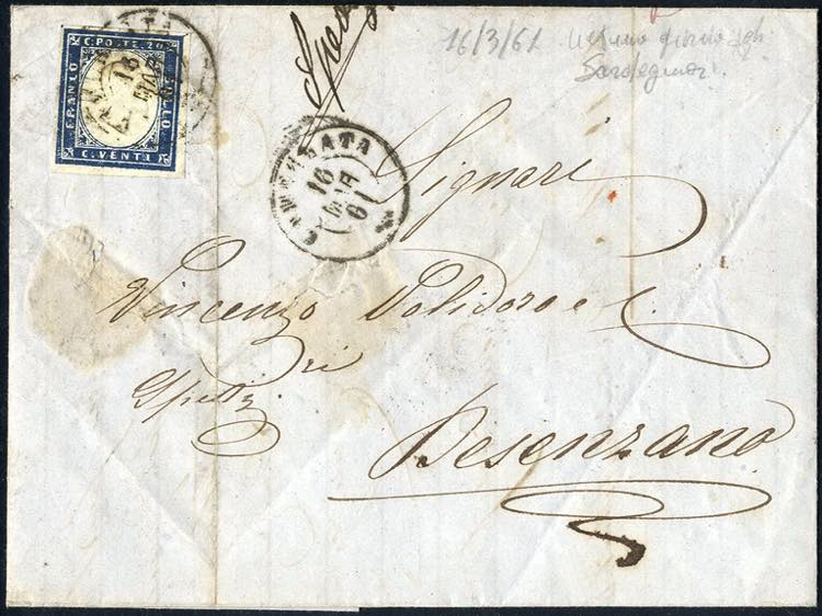 1861, IV di Sardegna, lettera da ... 