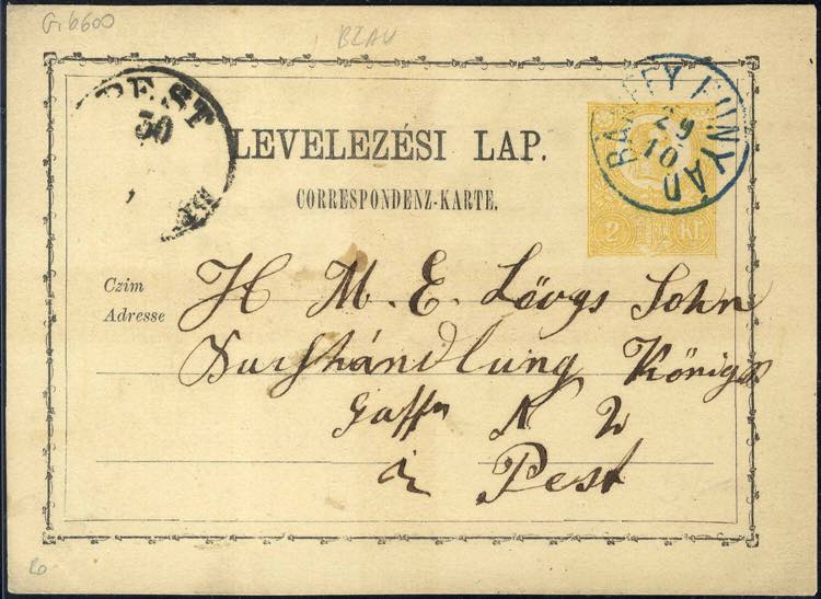 1871, Ganzsachenkarte Franz Josef ... 