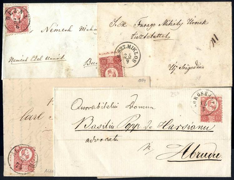 1871/74, vier Briefe je frankiert ... 