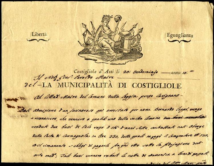 1801, lettera completa del testo ... 