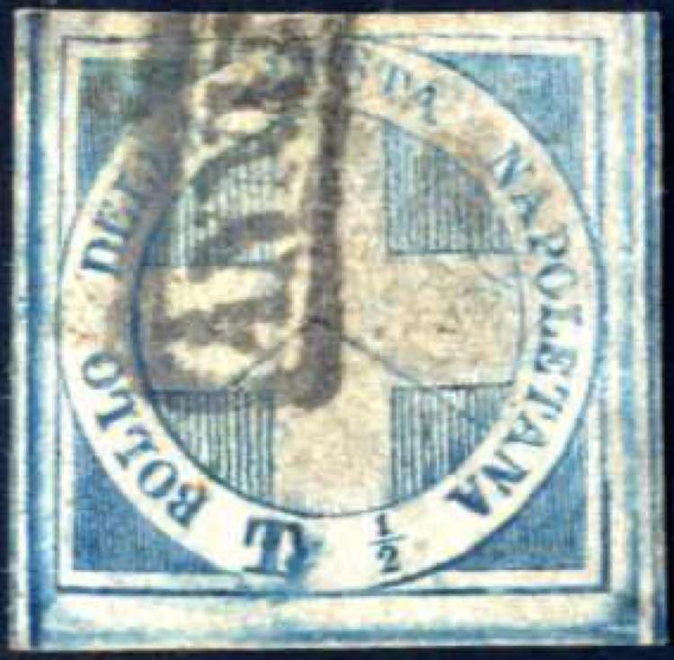 1860, 1/2 t. azzurro con ampi ... 