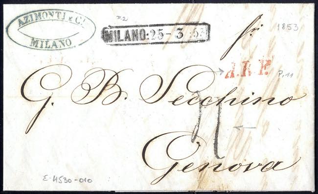 1853, Lettera in porto assegnato ... 