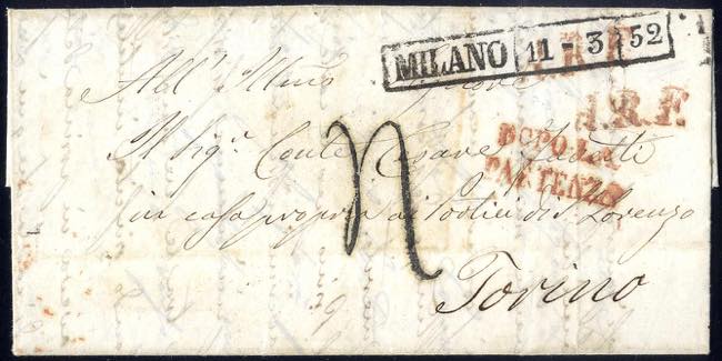 1852, Lettera in porto assegnato ... 