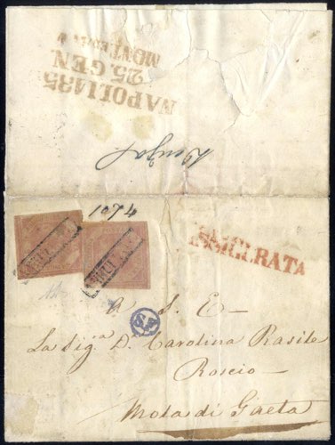 1859, lettera assicurata da Napoli ... 