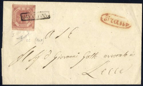 1858, lettera da Trani a Lecce, ... 