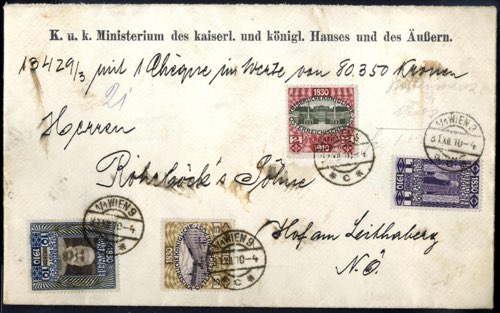 1910, Großformatiger Wertbrief ... 