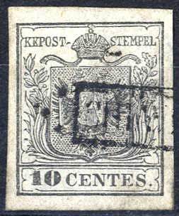 1850, 10 Cent. grigio nero, prima ... 
