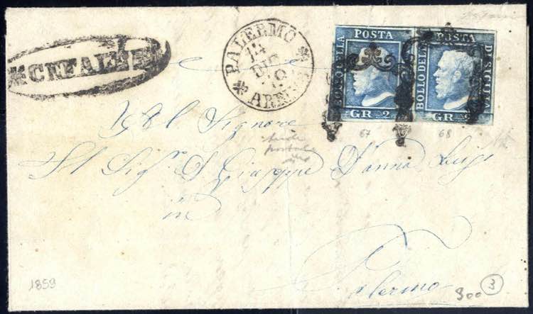 1859, lettera con coppia 2 Gr. ... 