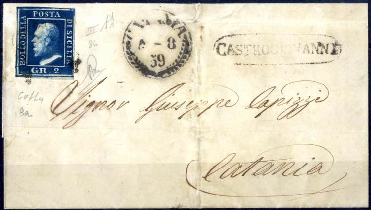 1859, lettera da Castrogiovanni, ... 