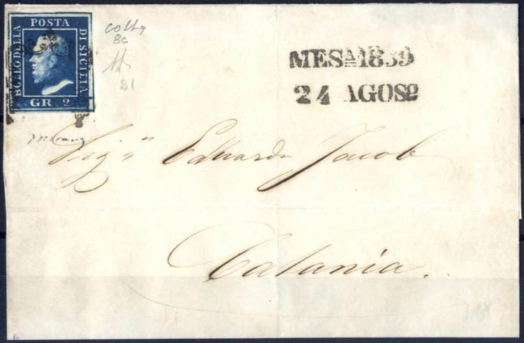 1859, lettera da Messina il 24.8 ... 