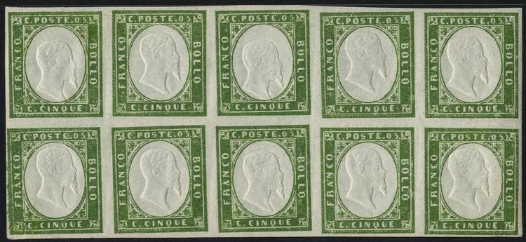 1862, 5 Cent. verde giallastro, ... 