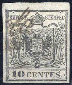 1850, 10 cent. grigio nero (prima ... 