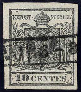 1850, 10 Cent. grigio nero, primo ... 