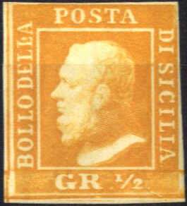 1859, ½ gr. arancio II tavola, ... 