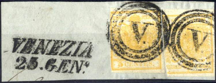 1850, 5 cent. giallo arancio, ... 