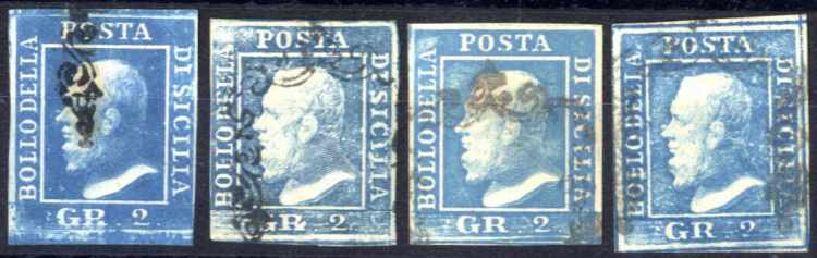 1859, 2 gr. azzurro II tavola, 4 ... 