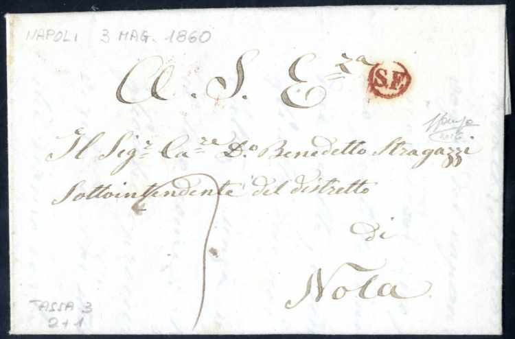1860, lettera da Napoli il 3.5 per ... 
