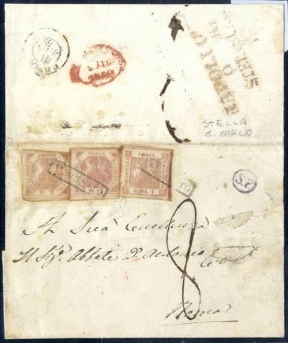 1859, lettera da Napoli per Roma ... 