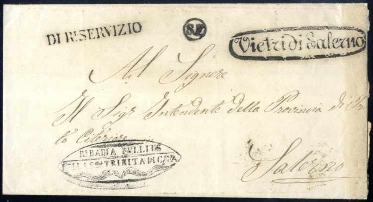 1858, lettera franchigia da Vietri ... 