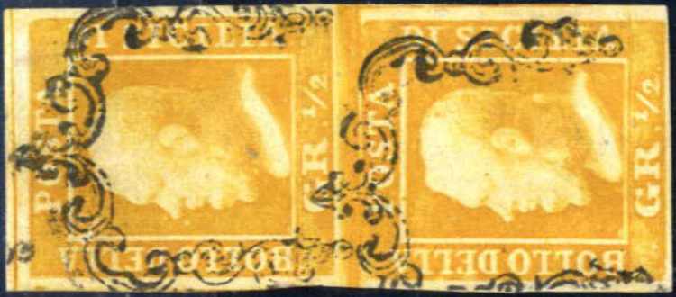 1859, ½ grano arancio, carta di ... 