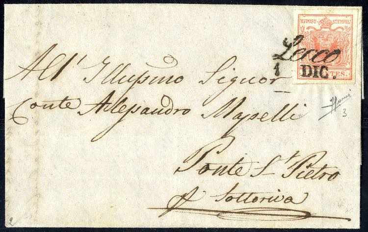 1850, 15 Cent. rosso su lettera da ... 