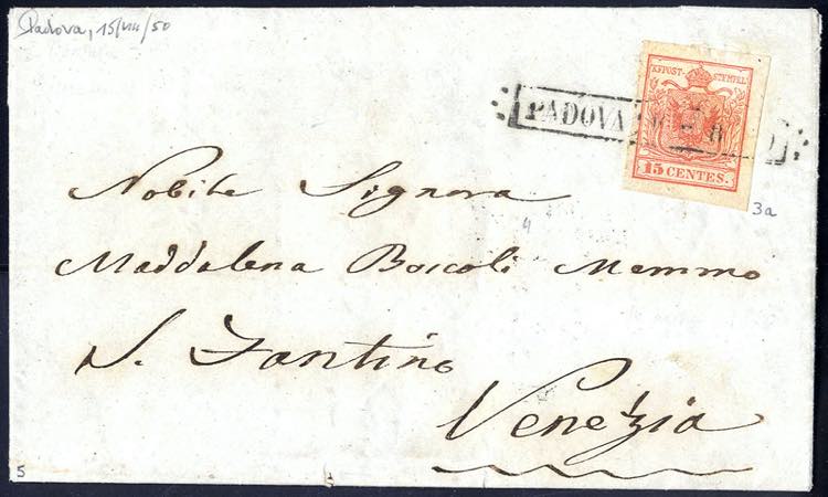 1850, 15 Cent. rosso, prima ... 