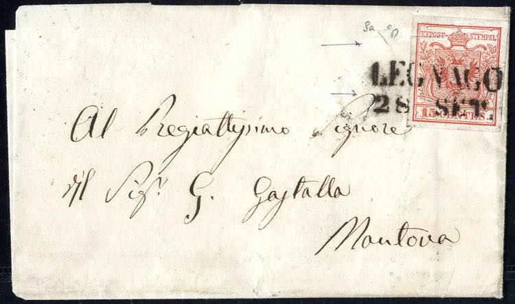 1850, Pieghe di carta, 15 Cent. ... 