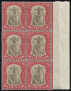 1905-08, 1 P rot/grau, obere 2 Werte ... 