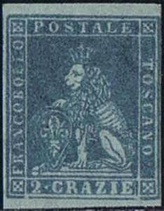 1851-52, Falso di Fournier, 2 Crazie azzurro ... 
