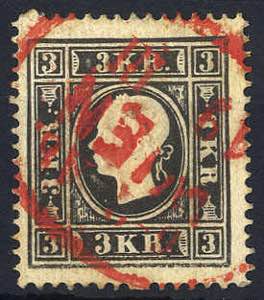 1858, 3 Kr. tiefschwarz, Type Ia (beide R ... 