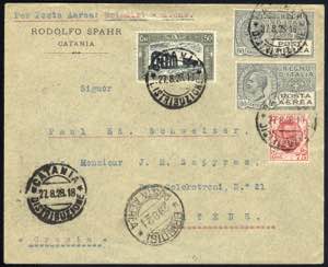 1928, Brindisi - Atene, lettera da Catania ... 