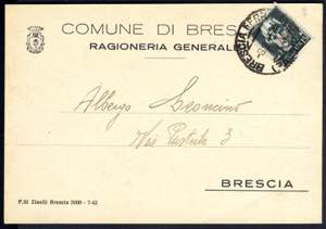1944, cartolina da Brescia l´ 8.2.44 per ... 