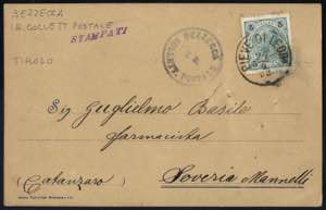 Bezzecca 1902, Postablgestempel auf ... 