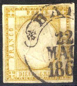 1861, Provincie Napoletane, 10 Grana, usato ... 
